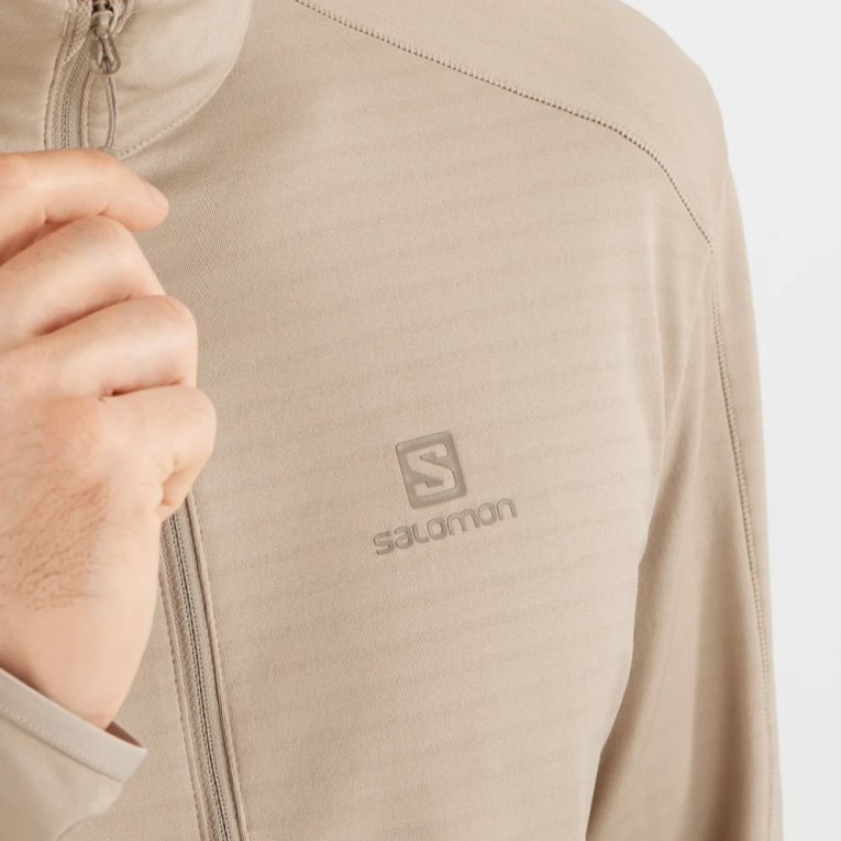 Sudaderas Salomon Essential Lightwarm Half Zip Hombre Beige | MX MPHQ502